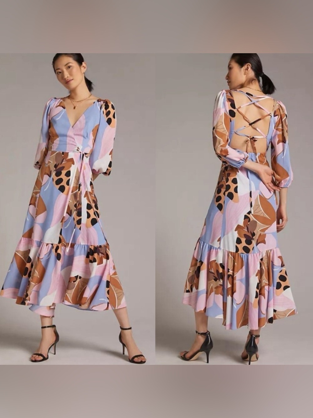 Anthropologie Hutch Bloom Wrap Midi Dress Size XS Petite